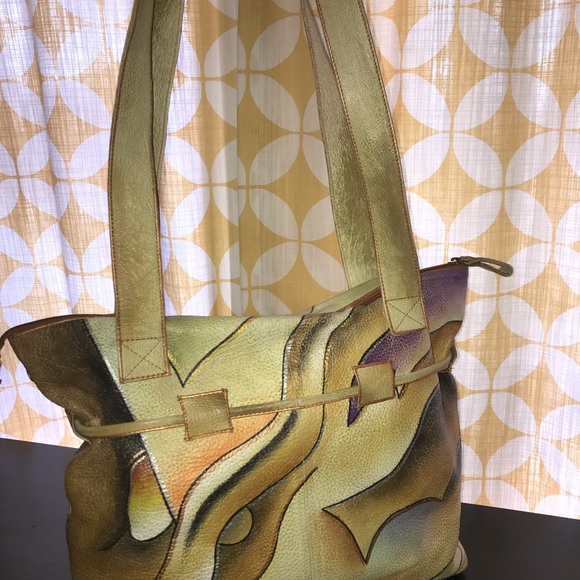 Vintage Hand painted leather bag - Picture 3 of 3